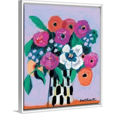 Bouquet on Lilac by Kait Roberts - Painting Print on Canvas Red Barrel Studio Format: White Framed, Size: 22x22 H x 18x22 W x 1.