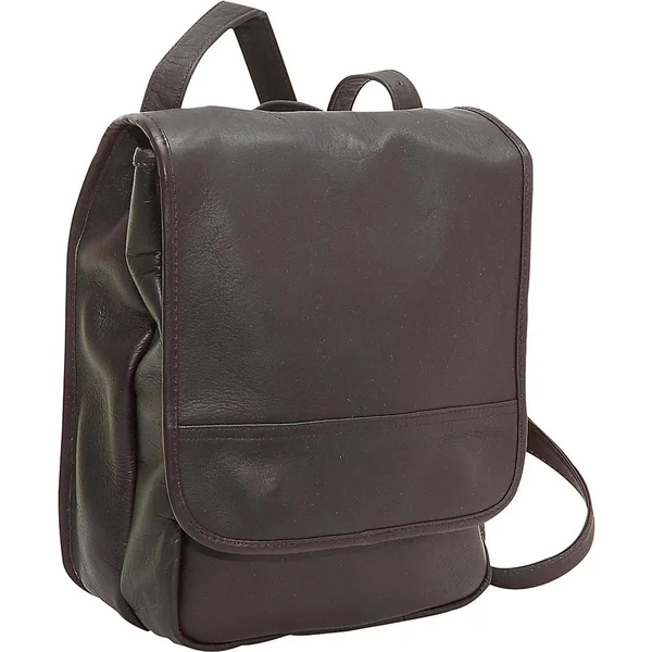 Le Donne Leather Convertible Back Pack Shoulder Bag Cafe - 13 inches x 10 inches x 4 inches