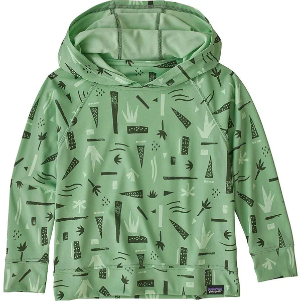 Patagonia Capilene Cool Daily Sun Hoody - Baby 12M Swamp Stamp Multi Big: Thistle Green