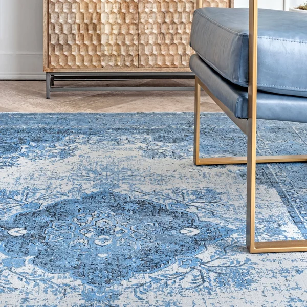 nuLOOM Faded Vintage Medallion Area Rug - 7& 6x22 x 9& 6x22 - Dark Gray