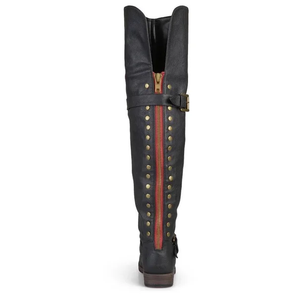 Journee Collection Kane Wide Calf Over The Knee Boot - Women's, Black, Size 7, Boots, Riding