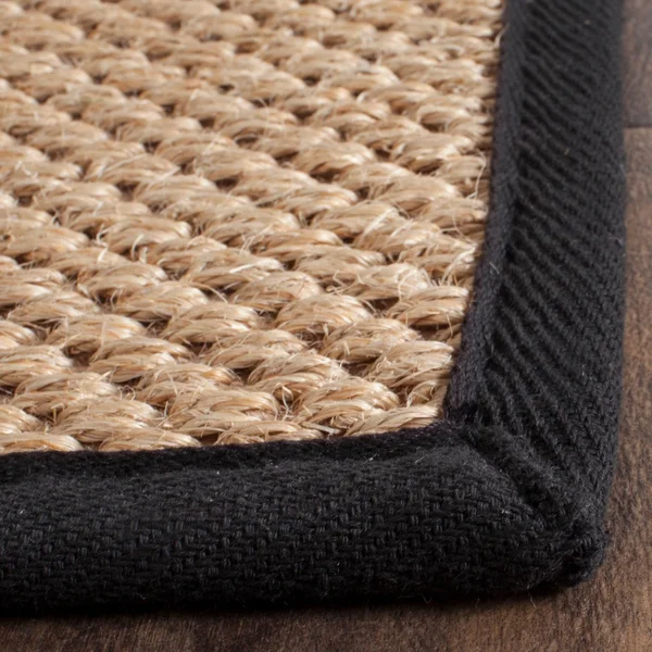Safavieh NF141A-214 2 ft. 6 in. x 14 ft. Natural Fiber Power Loomed Runner Area Rug Maize & Black