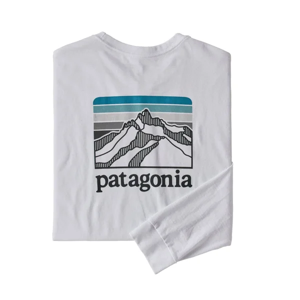 Patagonia Men's Line Logo Ridge Long Sleeve Responsibili-Tee - White - XXL