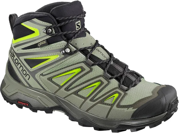 Salomon Men's x Ultra 3 Mid GTX Boots Beluga, Shadow, Lime Green 10