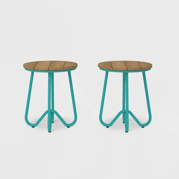 Novogratz Poolside Collection - Bobbi Outdoor Bistro Stools, 2-Pack, Turquoise, Blue