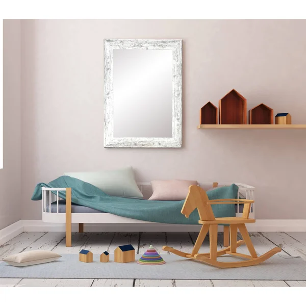 Distressed White Wall Mirror (32.5 x 39)