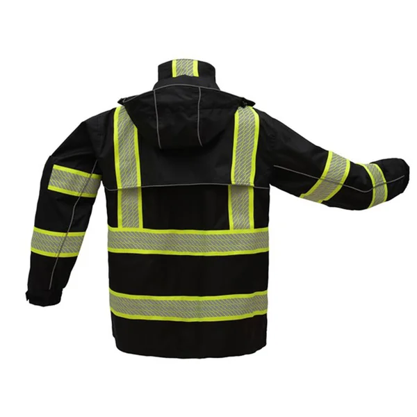 GSS Safety 6503 Rain Coat, Class 3, Black, 4XL/5XL