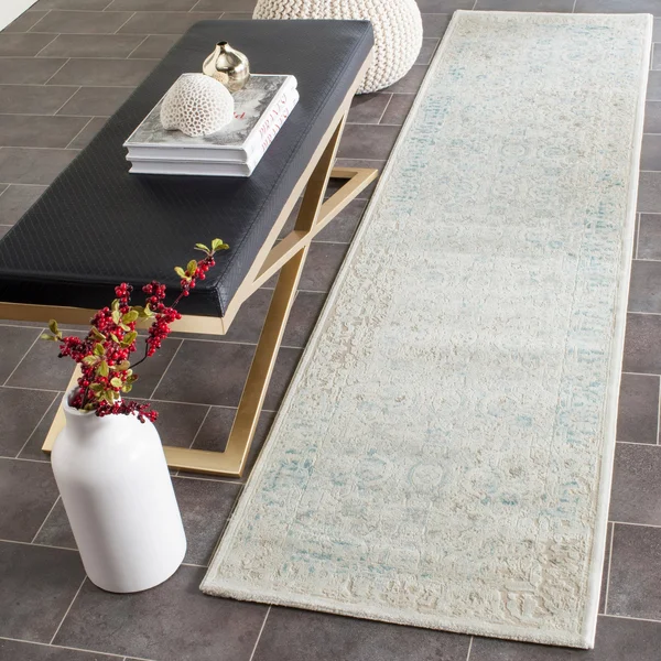Safavieh Passion PAS405B 2&2x22 x 6&0x22 Runner Turquoise, Ivory Area Rug