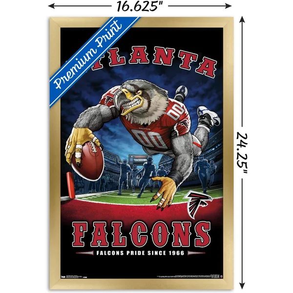 Trends International NFL Atlanta Falcons - End Zone 17 Framed Wall Poster Prints Gold Framed Version 14.725x22 x 22.375x22
