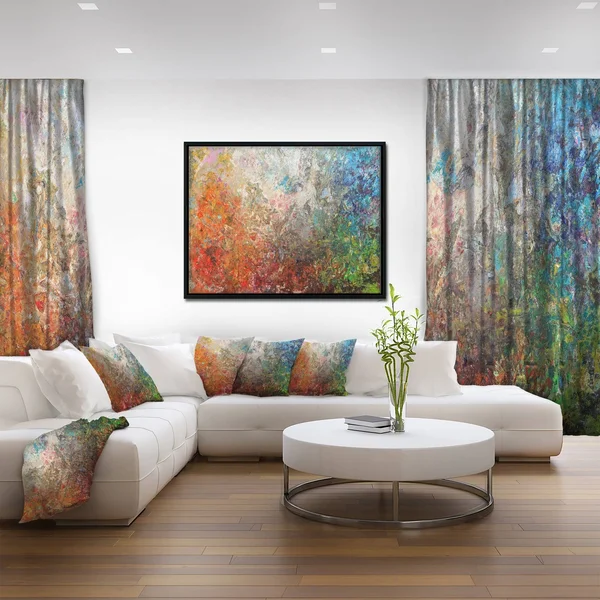 Designart ' Board Stained Abstract Art ' Abstract Framed Canvas Art Print - Size: 34 inch x 18 inch