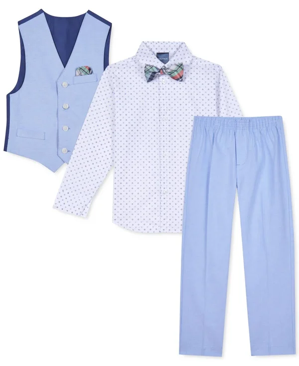 Nautica Toddler Boys 4-pc. Blue Oxford Vest Set - Oxford Blue