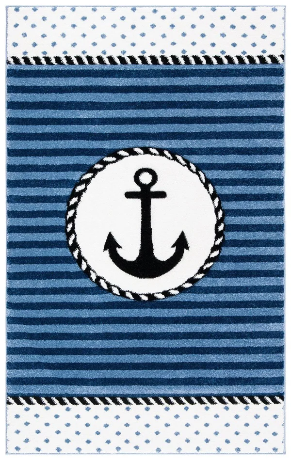 Safavieh Carousel Kids Anchor Rug, Navy/Ivory, 6&7 inch Round, Size: 6&7 inch x 6&7 inch Round