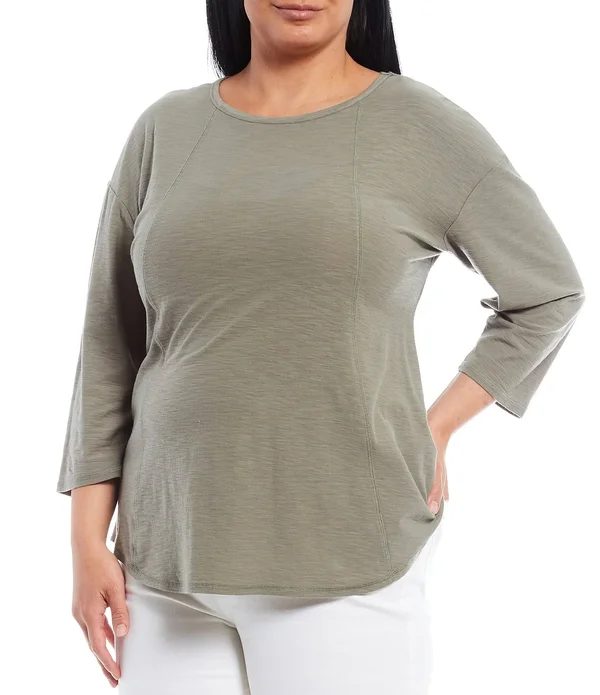 Westbound Plus Size 34 Sleeve Seam Solid Cotton Blend Tee - Womens, 2X, Antique Green - Dillard&s Exclusive