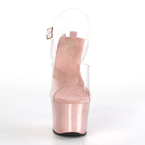 Pleaser - Sky-308 11 - Clear/Rose Gold Chrome