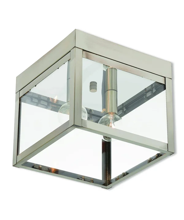 Livex Lighting 20588-91 Brushed Nickel Nyack 2 Light Outdoor Ceiling Mount