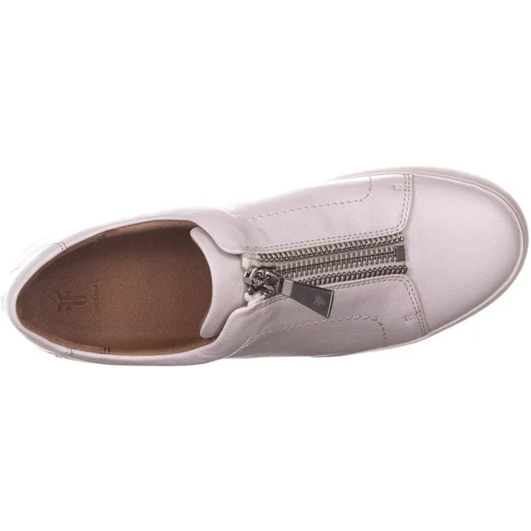 Frye Lena Zip Low Sneakers in White, Women's Size 10