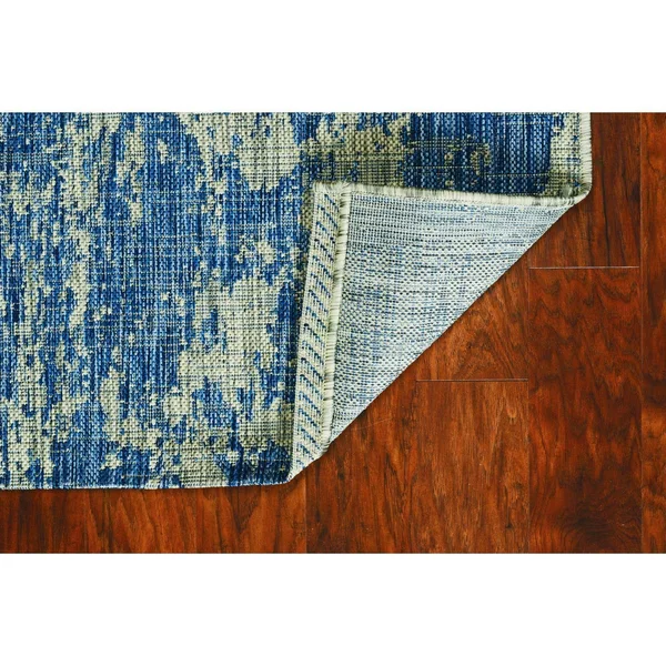 Kas Provo 5760 Grey/Denim Strokes Area Rug 7&10x22 Round