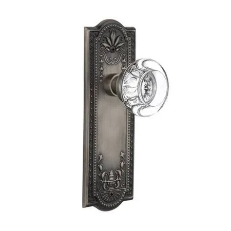 Nostalgic Warehouse Round Clear Crystal Glass Double Dummy Door Knob with Meadows Plate Finish: Antique Pewter 712407