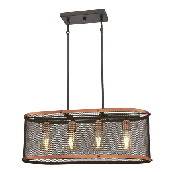Westinghouse Emmett 4-Light Oil Rubbed Bronze and Washed Copper Chandelier with Mesh Shade 6332800