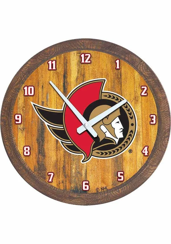 Ottawa Senators: Faux Barrel Top Wall Clock - Size: 1.5