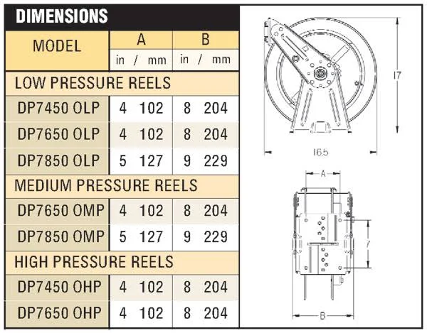 Reelcraft DP7850-OMP - 1/2x22 x 50 ft. Compact Dual Pedestal Oil Hose Reel