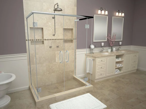 Tile Redi RT4260CTC-PVC-SBN Triple Curb Shower Pan with Center Trench Drain