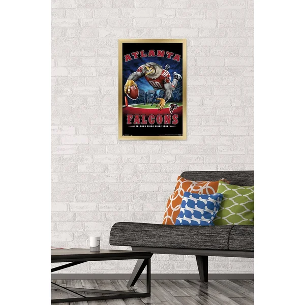 Trends International NFL Atlanta Falcons - End Zone 17 Framed Wall Poster Prints Gold Framed Version 14.725x22 x 22.375x22