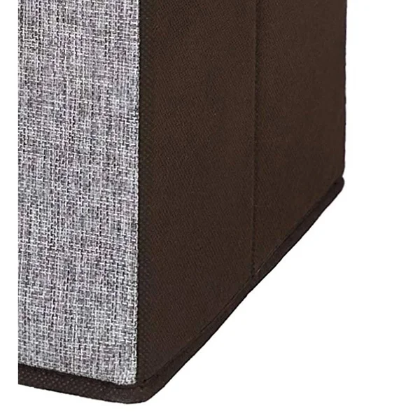 Clothes Storage Box with Fabric Wrapping, Set of 4, Brown and Gray
