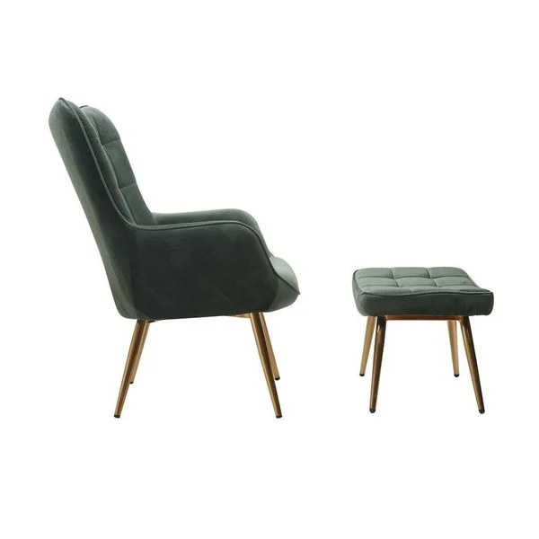 Best Master Furniture 2 Pieces Upholstered Fabric Accent Chair and Ottoman - Grey (Fabric)