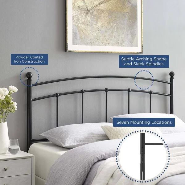Modway Abigail Black Full Metal Headboard