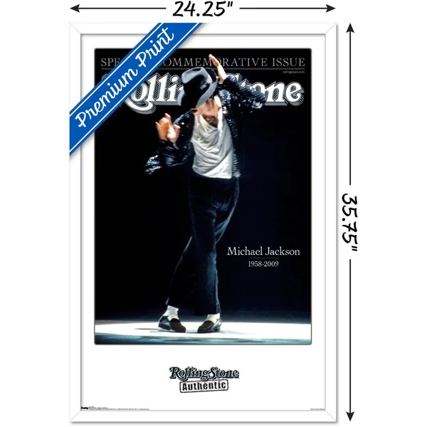 Trends International Rolling Stone Magazine - Michael Jackson 09 Framed Wall Poster Prints White Framed Version 22.375x22 x 34x2