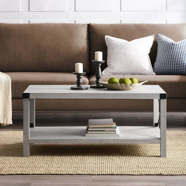 Sophie Rustic Farmhouse x Frame Coffee Table Stone Gray - Saracina Home