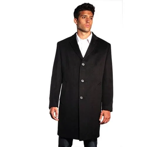 Men's Jean-Paul Germain Classic-Fit Jeffery 38-in. Wool-Blend Top Coat, Size: 54 Long, Black