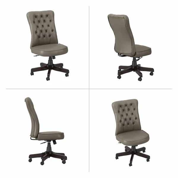 Key West High Back Tufted Office Chair by Bush Furniture - Light Gray