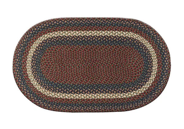 Earth Rugs Oval Burgundy/Gray Braided Rug 27x22 x 45x22