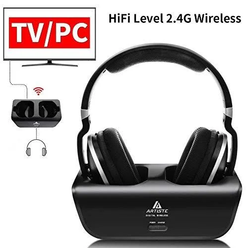 Wireless TV Headphones - Artiste ADH300 2.4GHz Digital Over-Ear Stereo Headphone