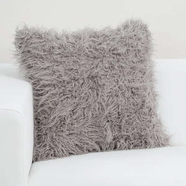 Siscovers Faux-Fur Designer Llama Throw Pillow - Smoky Quartz - 16 x 16