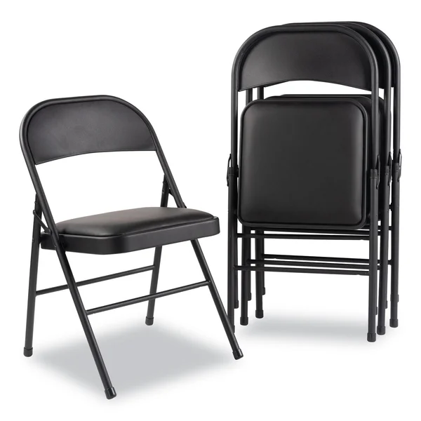 Alera Steel Folding Chair with Two-Brace Support, Padded Seat, Graphite, 4-carton