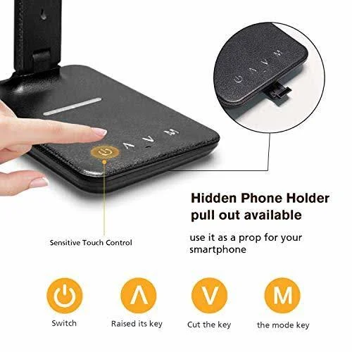 Desk Lamp, LED Desk Lamp with Wireless Charger, USB Charging Port, Adjustable, 5