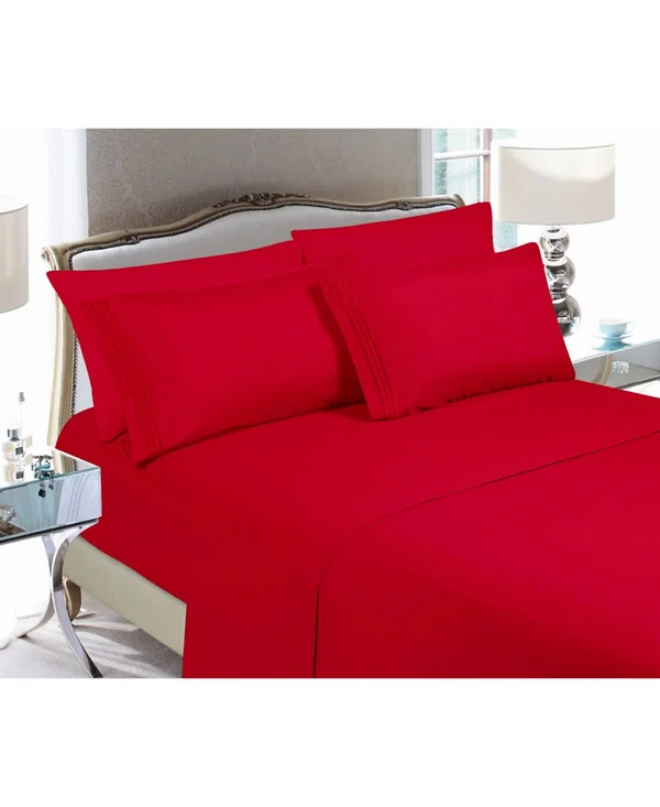 Elegant Comfort Luxury Soft Solid 4 pc. Sheet Set, California King - Red