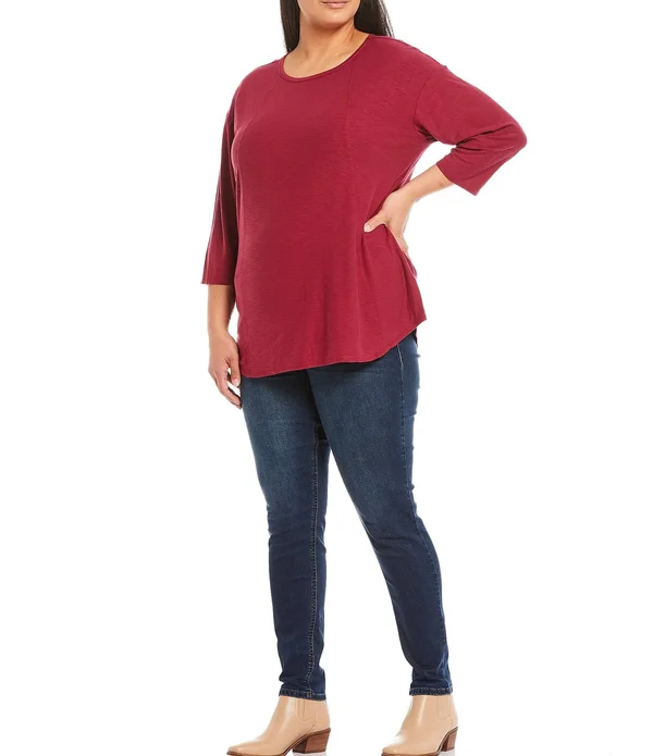Westbound Plus Size 34 Sleeve Seam Solid Cotton Blend Tee - Womens, 2X, Antique Green - Dillard&s Exclusive
