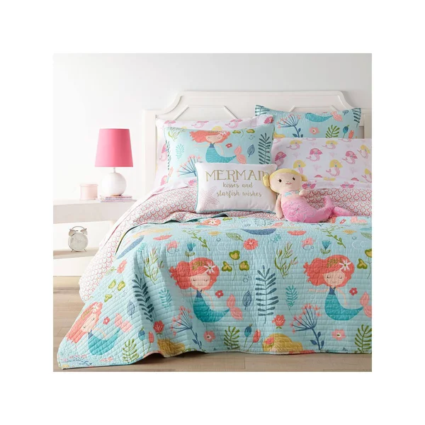 Levtex Home Andrina Full/Queen Quilt Set in Aqua/Coral