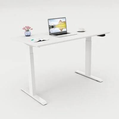 Electric Height Adjustable Standing Desk for Office Dual - Beige Inbox Zero Color (Top/Frame): White