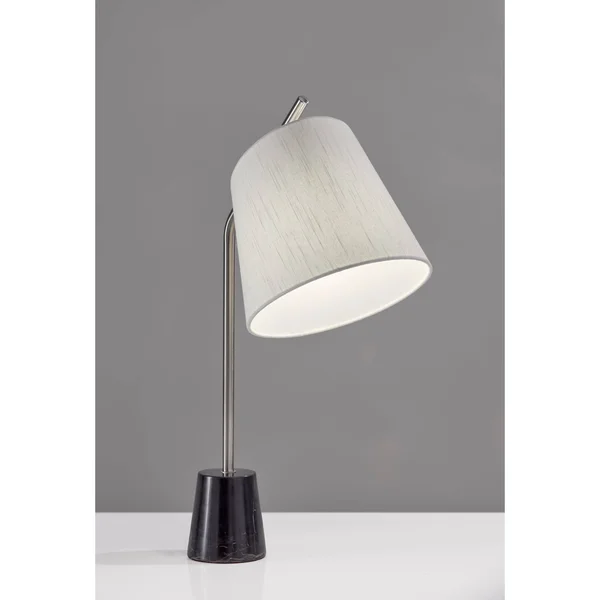 Adesso Dempsey 25 inch Brushed Steel and Black Marble Table Lamp