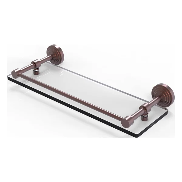Allied Brass Waverly Place Glass Shelf with Gallery Rail - Antique Copper - 16 inch