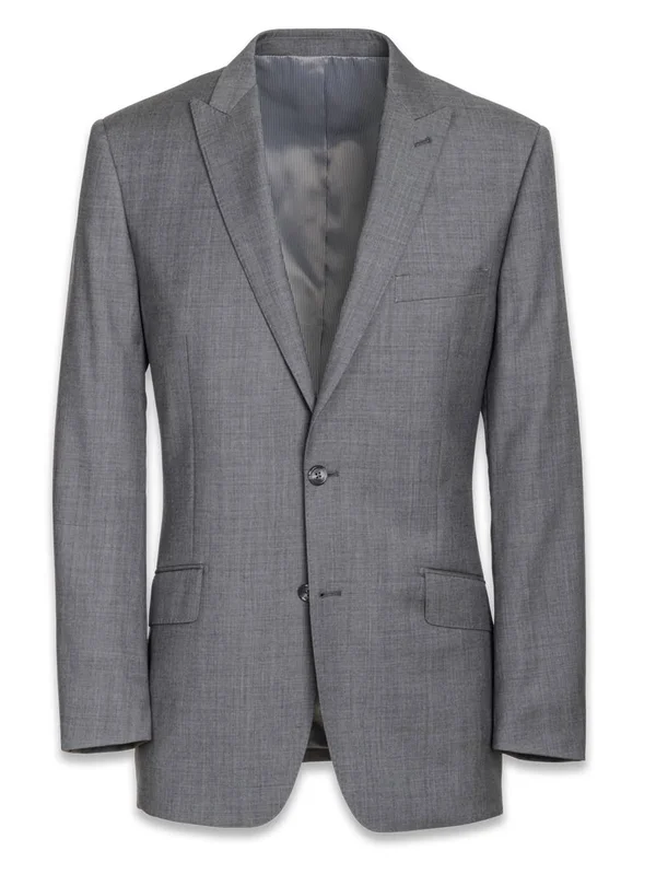 Men's Suit - Classic Fit in Solid Grey Sharkskin - Paul Fredrick