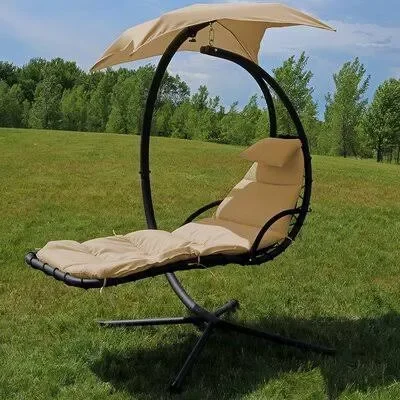 Haskins Hanging Chaise Lounger with Stand Arlmont & Co. Color: Beige