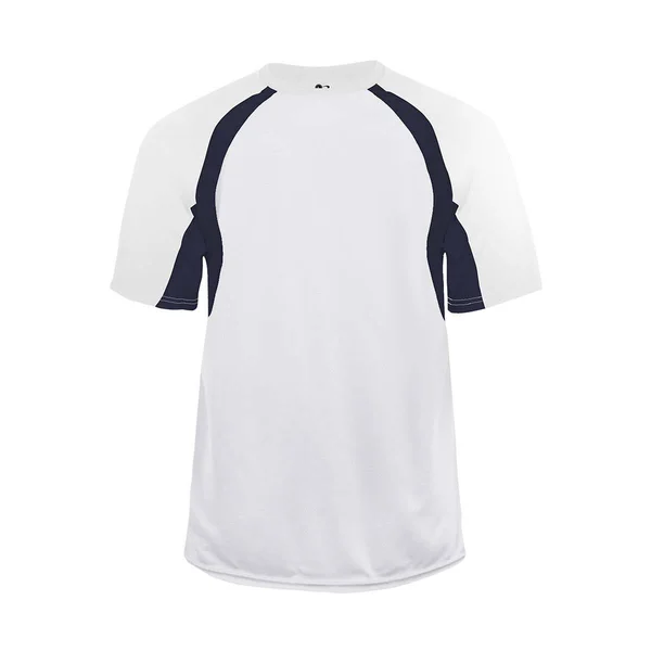 Badger Sport 4144 B-Dry Hook Tee - White/Navy, 3XL