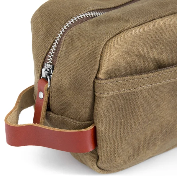 Khaki Bridge Waxed Canvas Washbag - Lucleon - Men