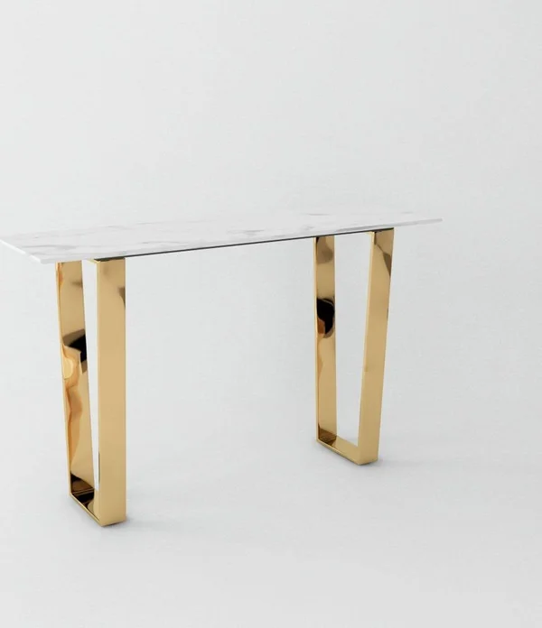 Zuo Atlas Console Table - Stone & Gold